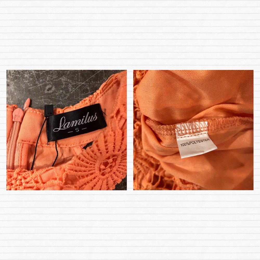 Coral Crochet Lace Halter Bodycon Mini Dress - Picture 4 of 9